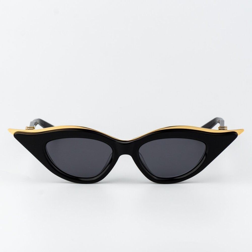 Valentino Women Sunglasses Black Gold Grey Cat Eye V-GOLDCUT - I VLS-114A 49